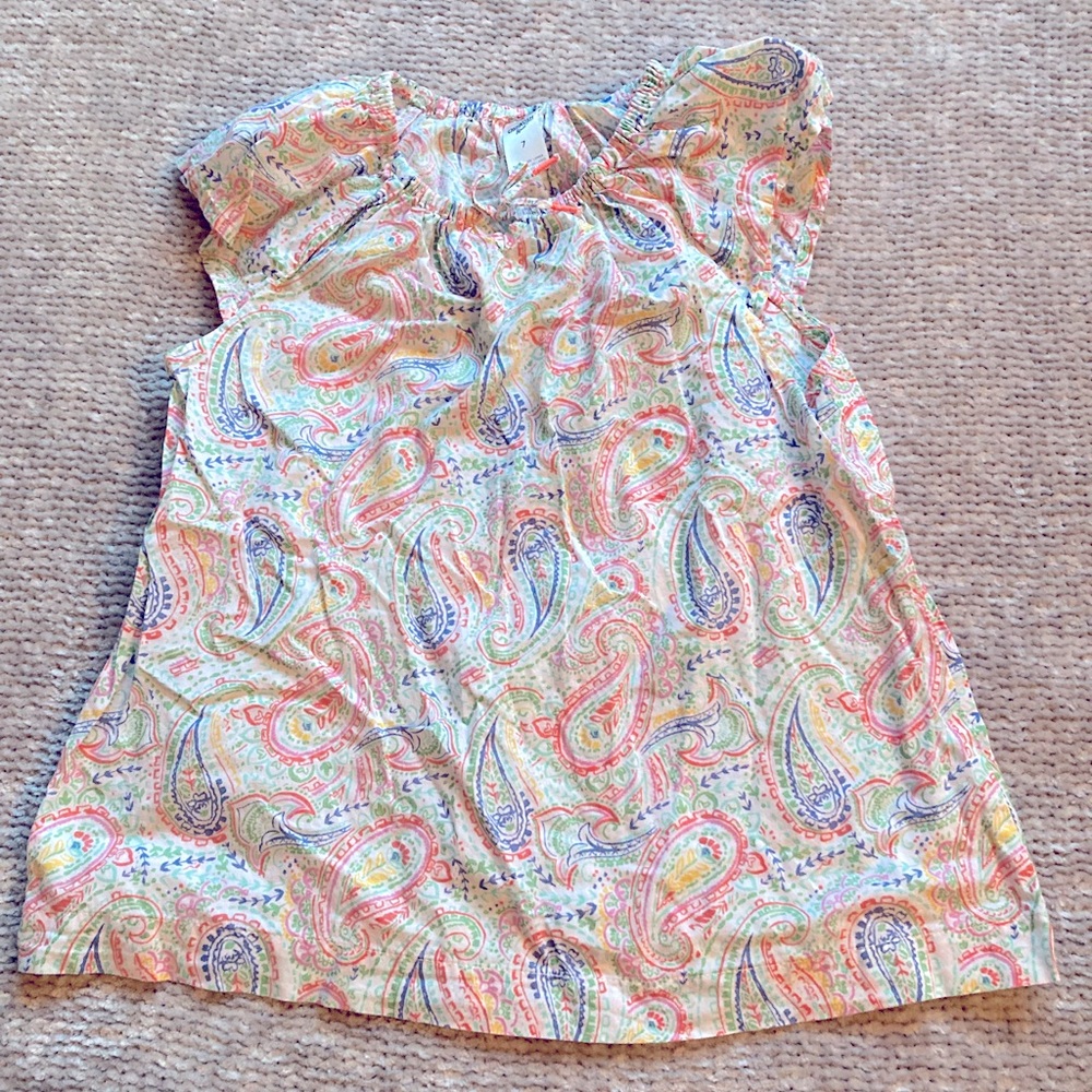 OshKosh B’Gosh Girls Paisley Peasant Blouse Size 7 Pastel Boho Top
